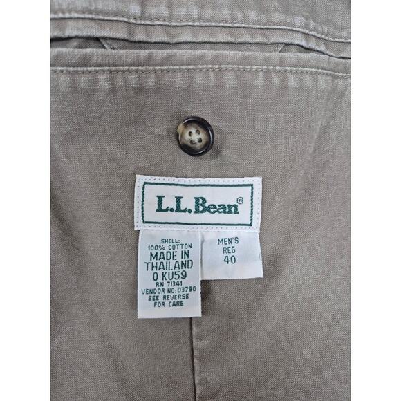 LL Bean 100% Cotton Khaki Blazer - Vintage Men's 2-Button Jacket Sz 40 - Picture 3 of 4